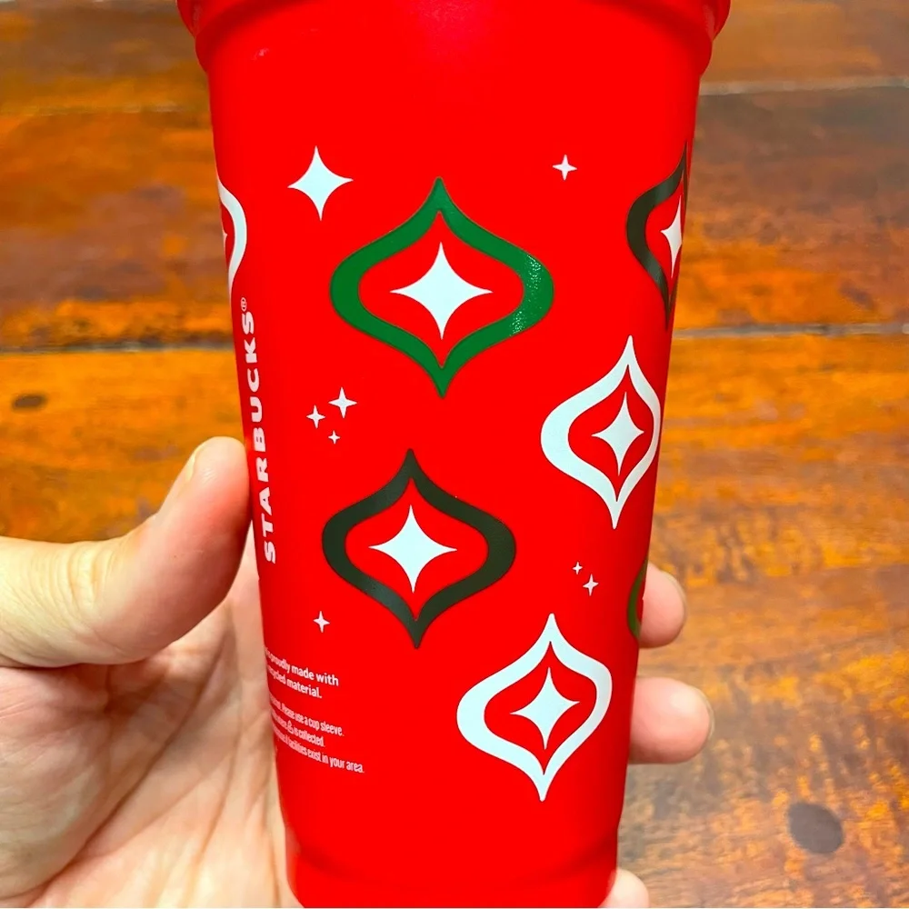 Starbucks Holiday/Christmas Red Plastic 16oz Travel Tumblers w/ Lid x3